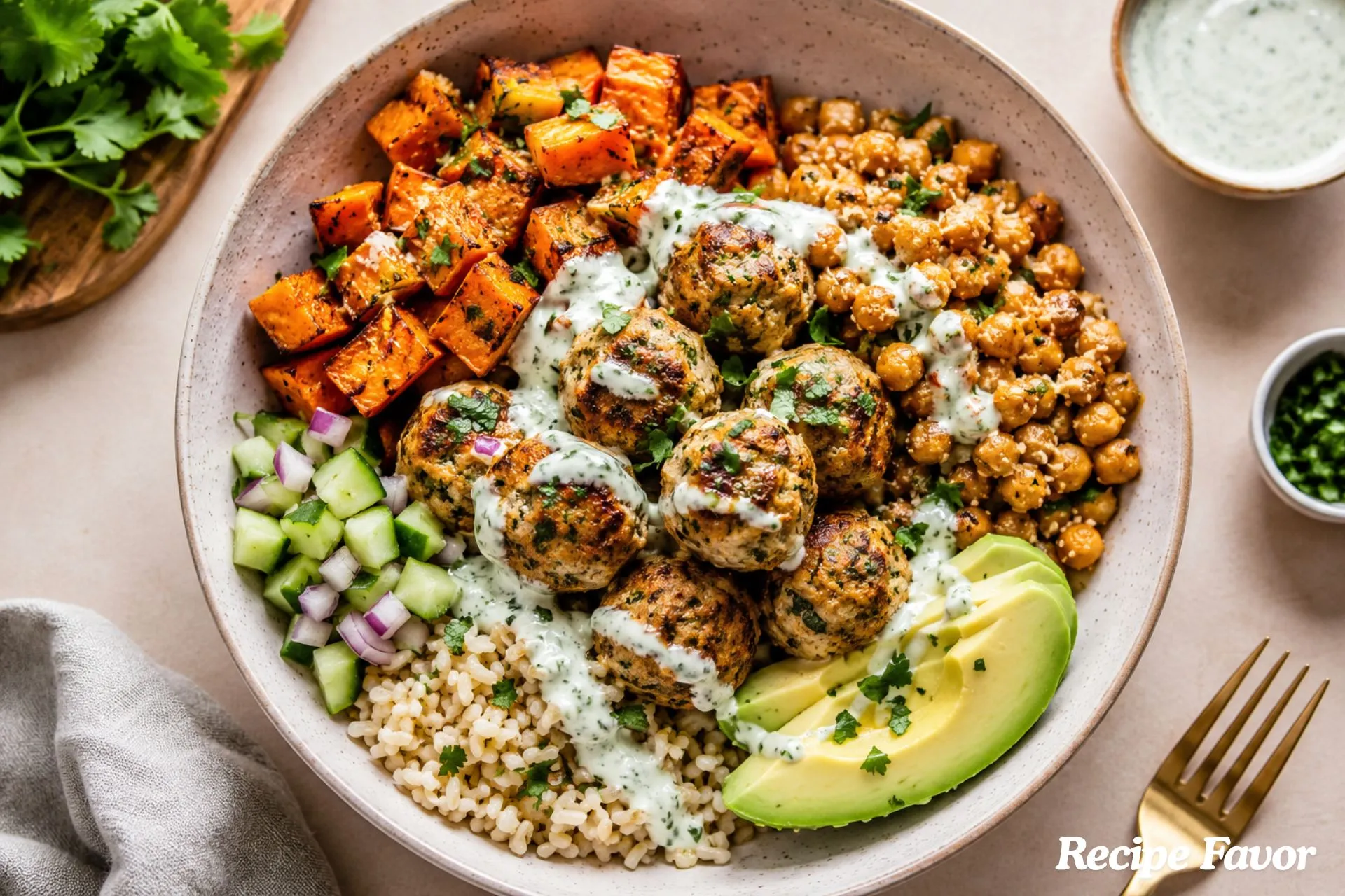 Herby Chicken Meatball Bowl Recipe for Healthy Dinners