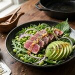 Tuna Tataki Salad Recipe with Ginger Wafu Dressing