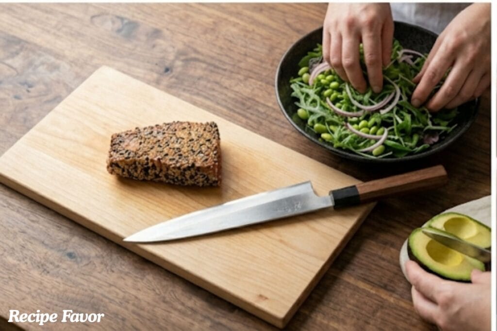 Tuna Tataki Salad Recipe with Ginger Wafu Dressing
