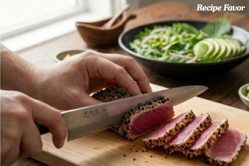Tuna Tataki Salad Recipe with Ginger Wafu Dressing