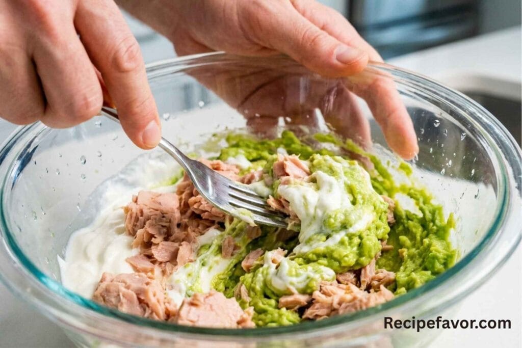 Best Healthy Tuna Salad Recipe: Ingredients mixing
